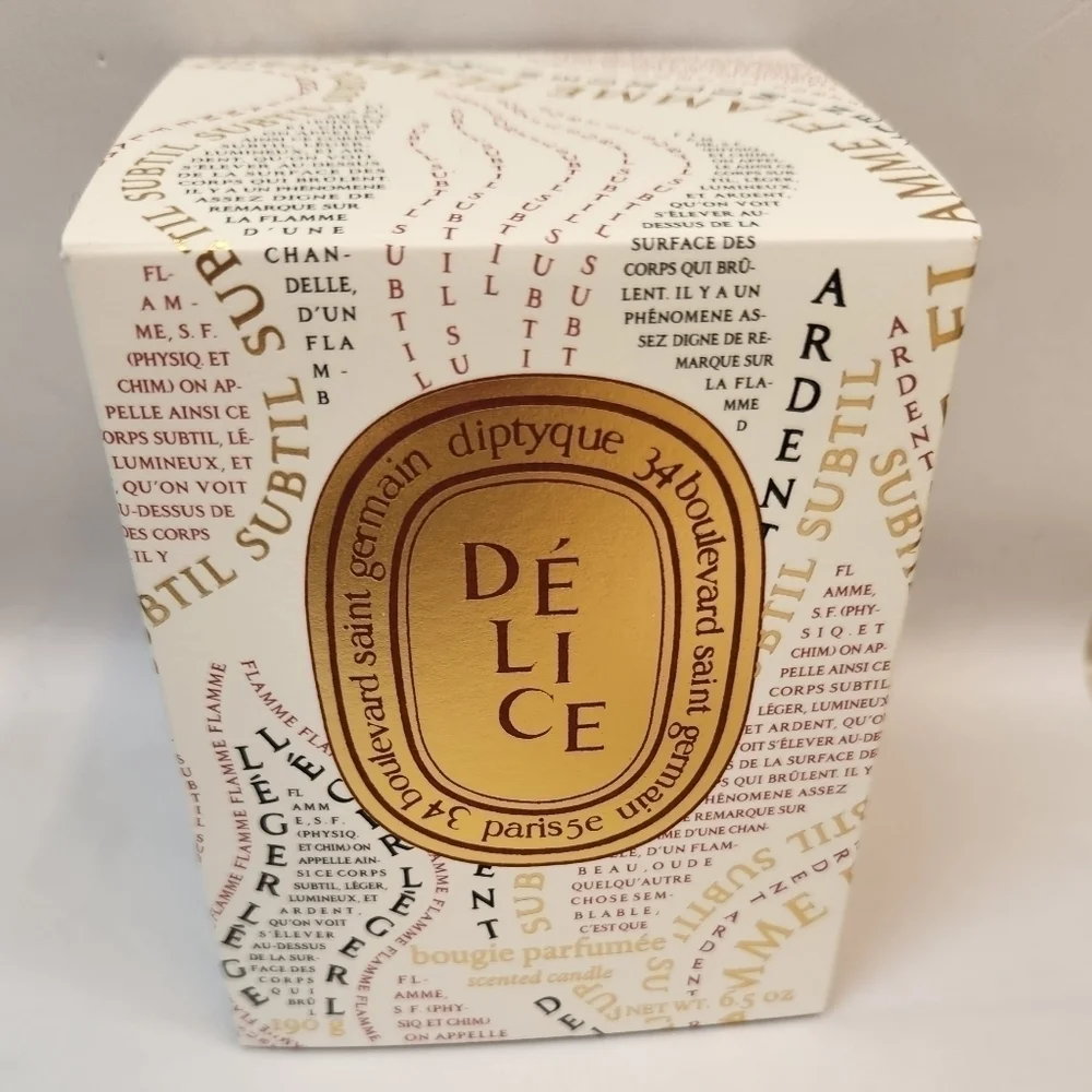 Empty Diptyque Delice 2023 Christmas Holiday candle holder and box